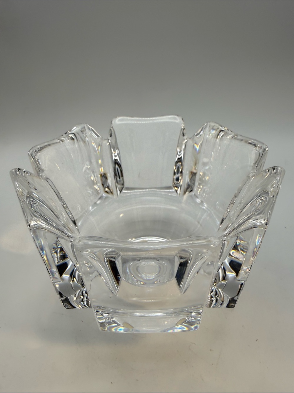Vintage Swedish Orrefors Crystal Corona Bowl designed by Lars Hellsten